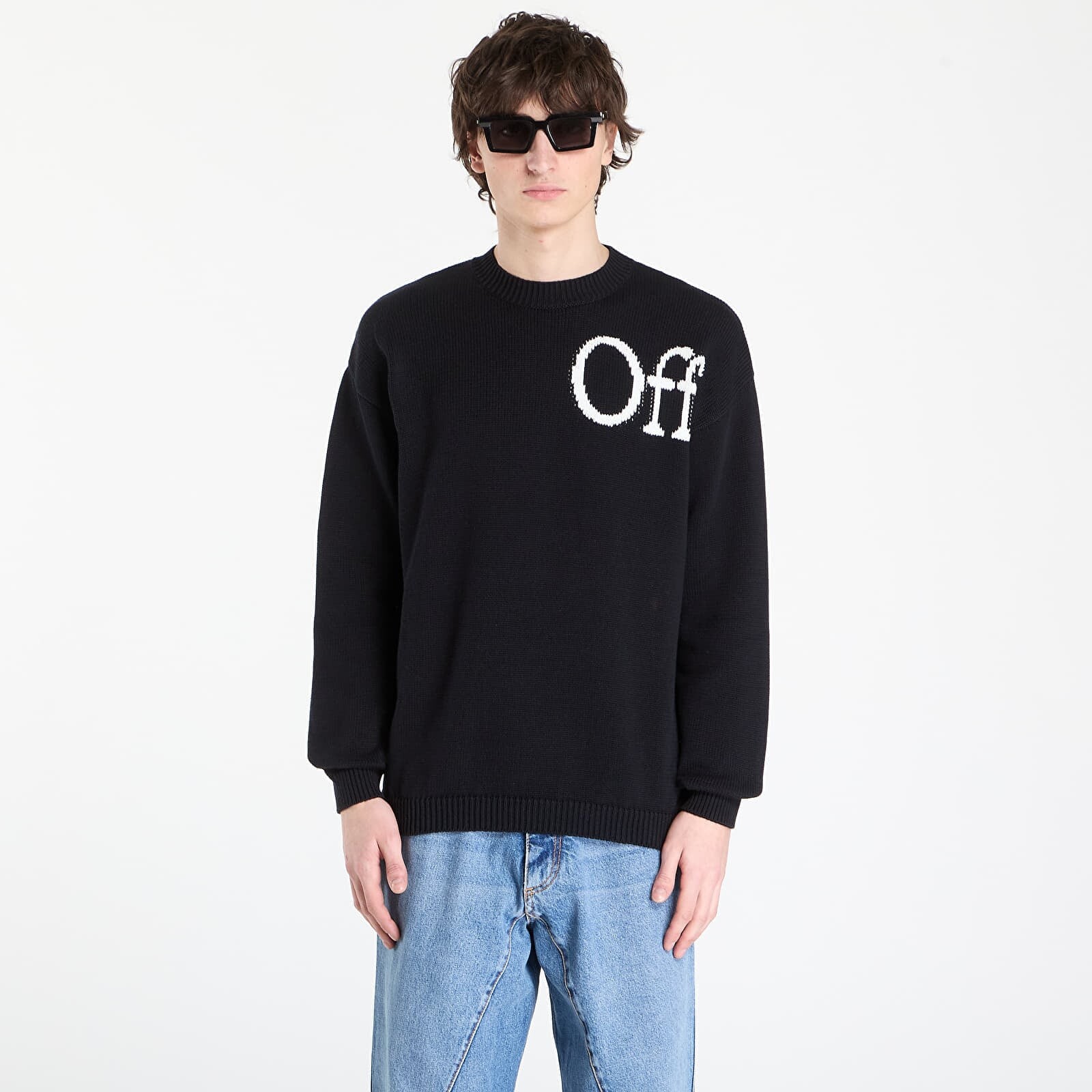 Sveter Off-White Cot Ow Shared Logo Knit Crew Black XXL