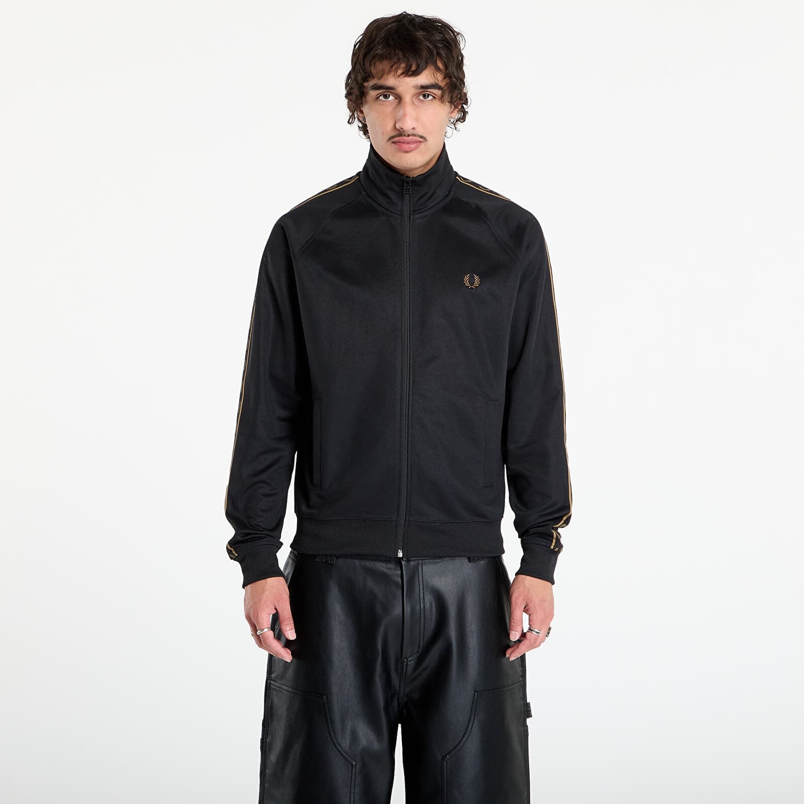 Mikina FRED PERRY Contrast Tape Track Jacket Black/ Shadedston M