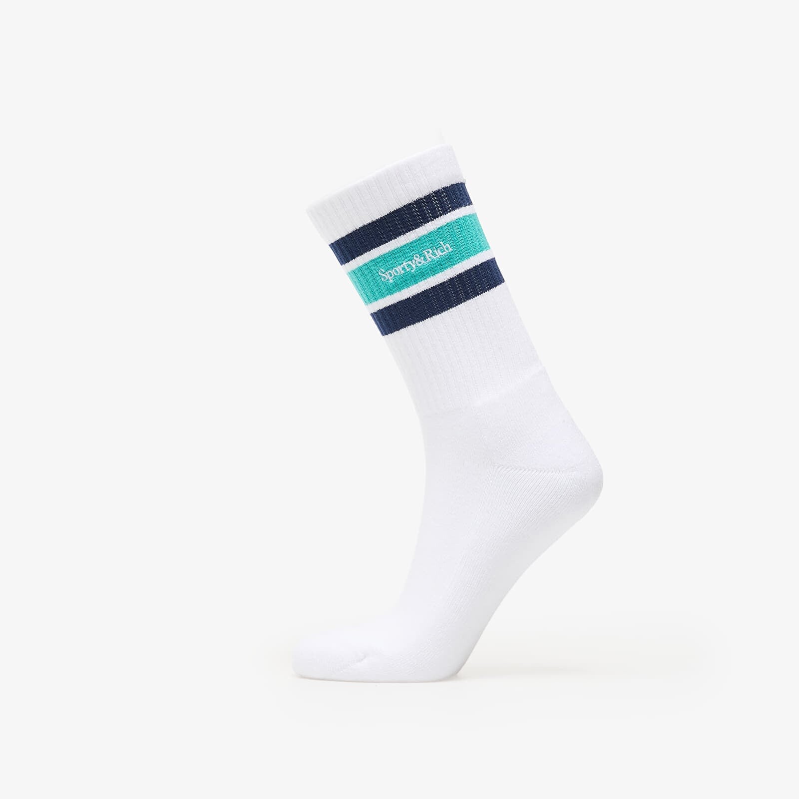 Ponožky Sporty & Rich Serif Logo Socks White/ Spring Green/ Light Navy Universal