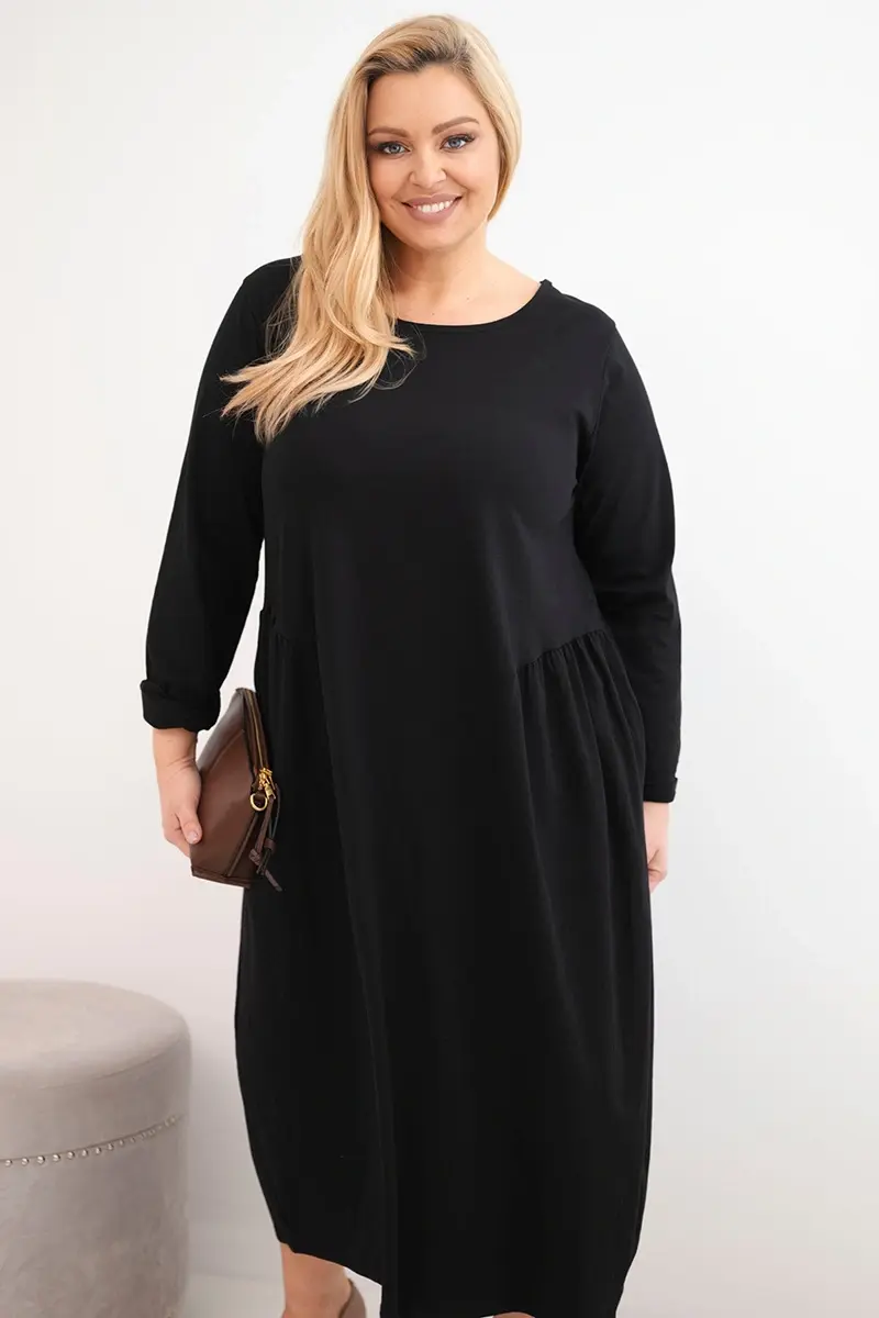 Plus size šaty s dlhými rukávmi