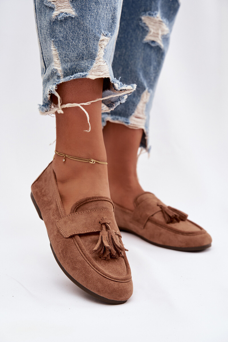 Dámske mokasíny s strapcami hnedé Marilisse