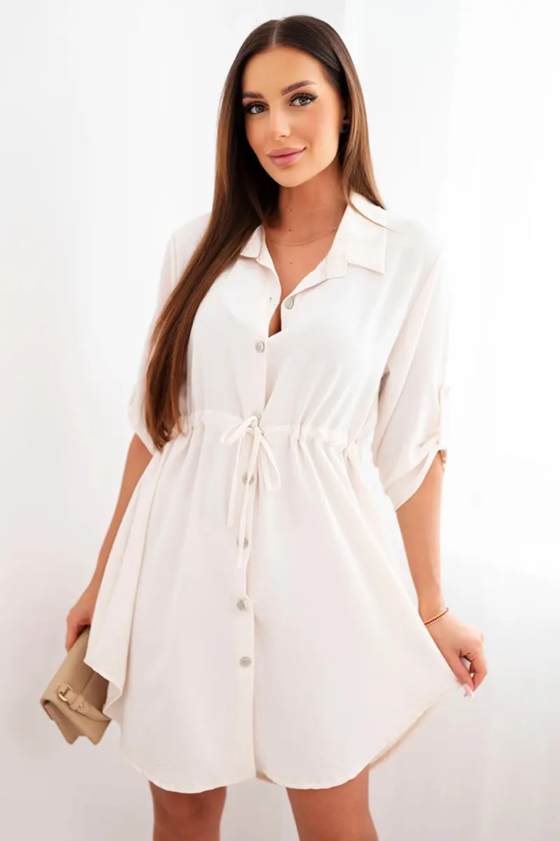 Kesi šaty s gombíkmi a viazaním v páse