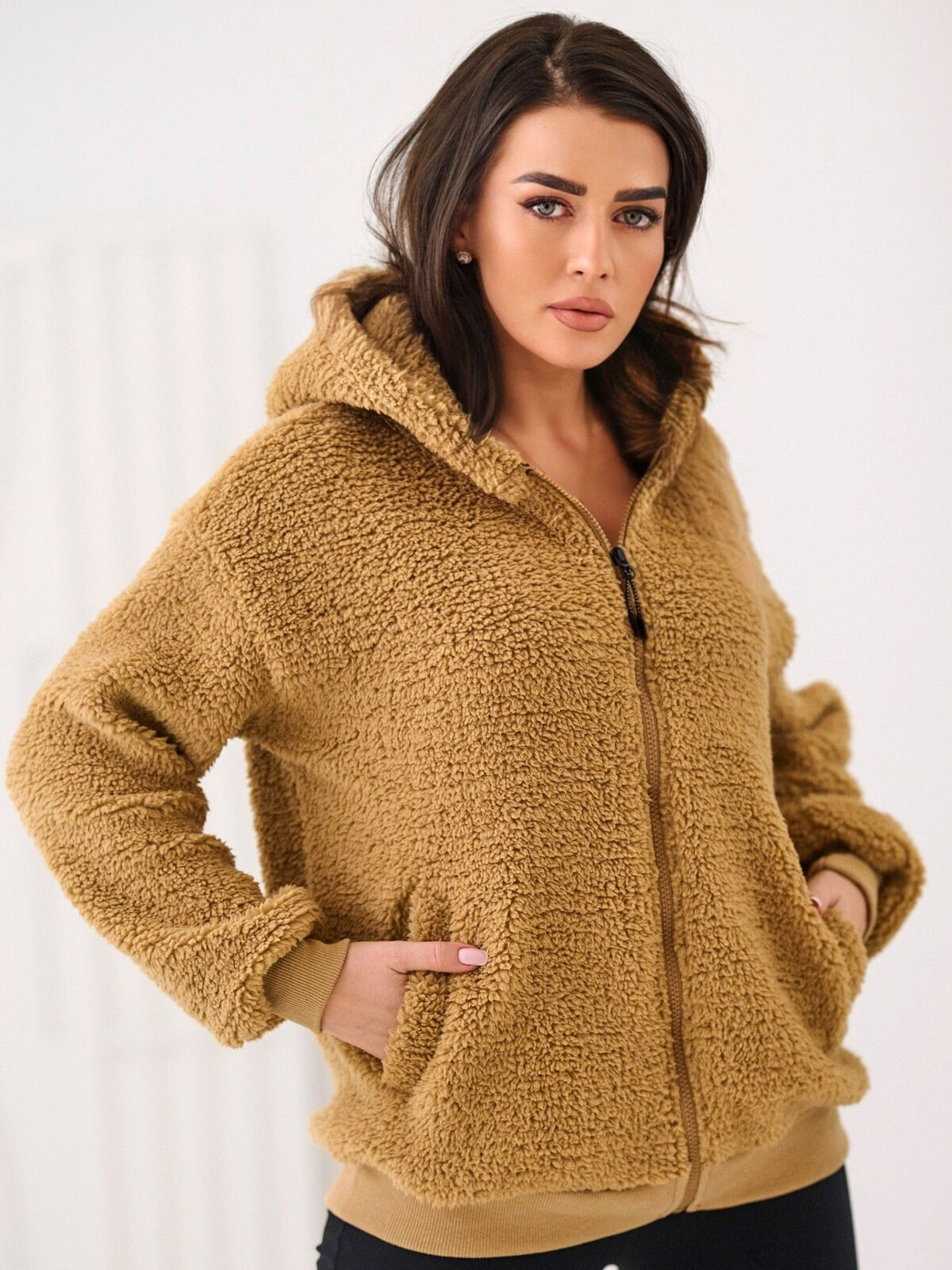 Dámska mikina na zips camel