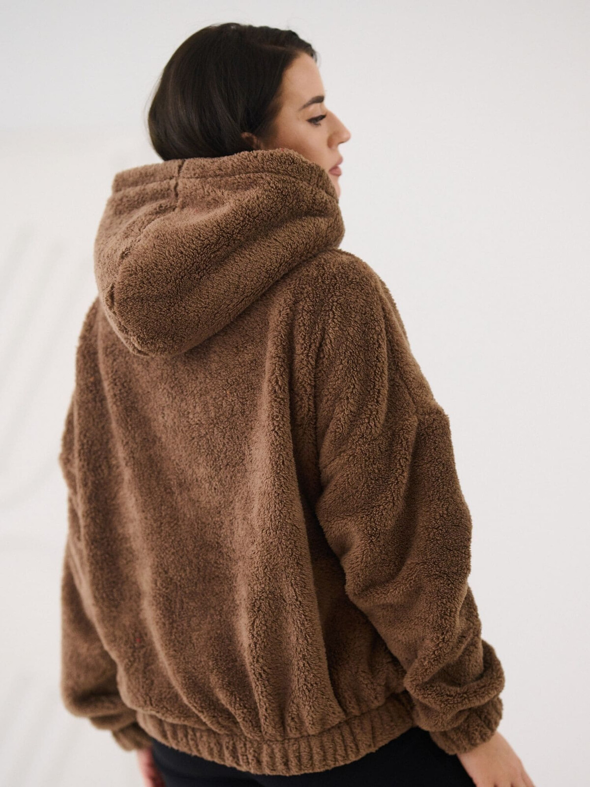 Dámska mikina s kapucňou, tmavobéžová