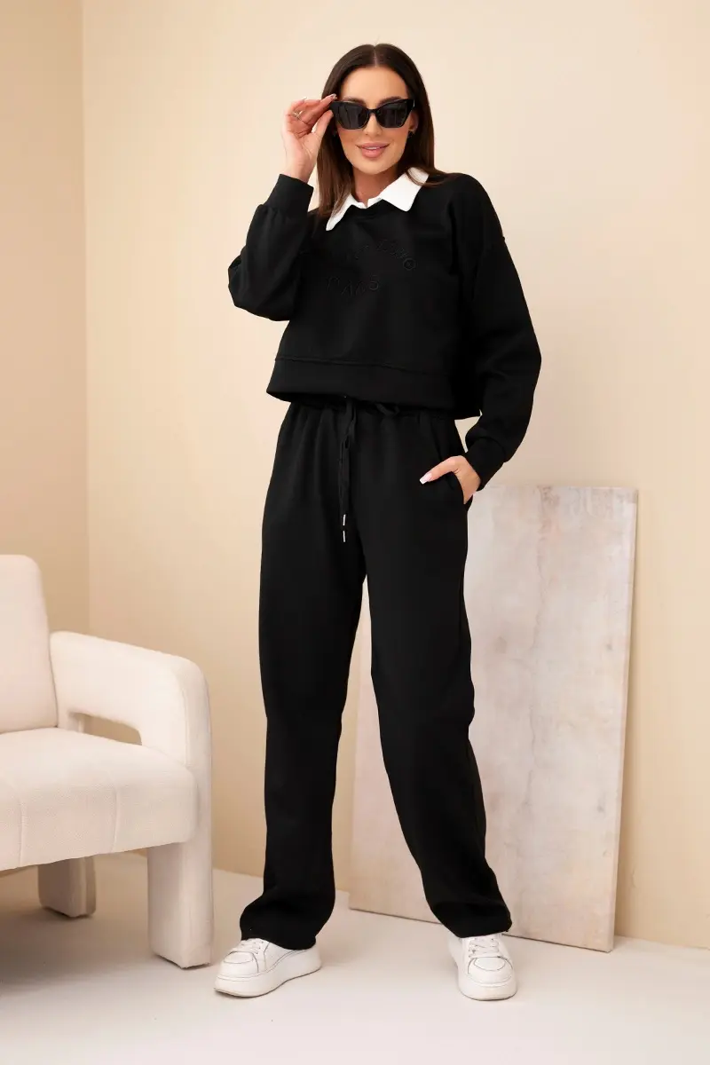 Dámska súprava Kesi s golierom a rovnými nohavicami