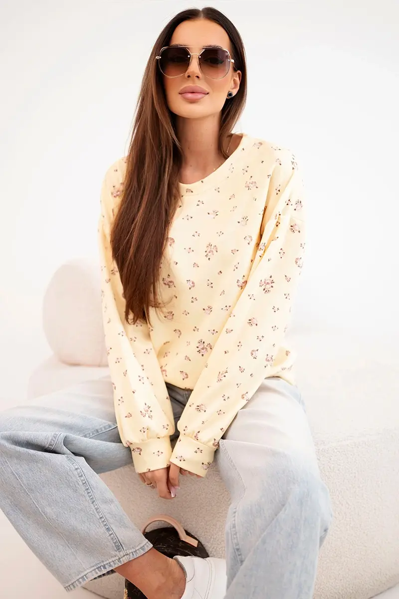 Dámska viskózová mikina s kvetinovým vzorom