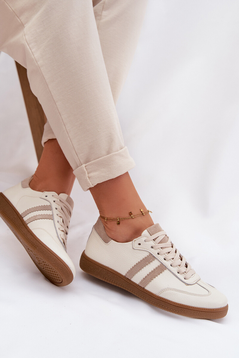 Dámske kožené nízke tenisky Zazoo N1068 béžové