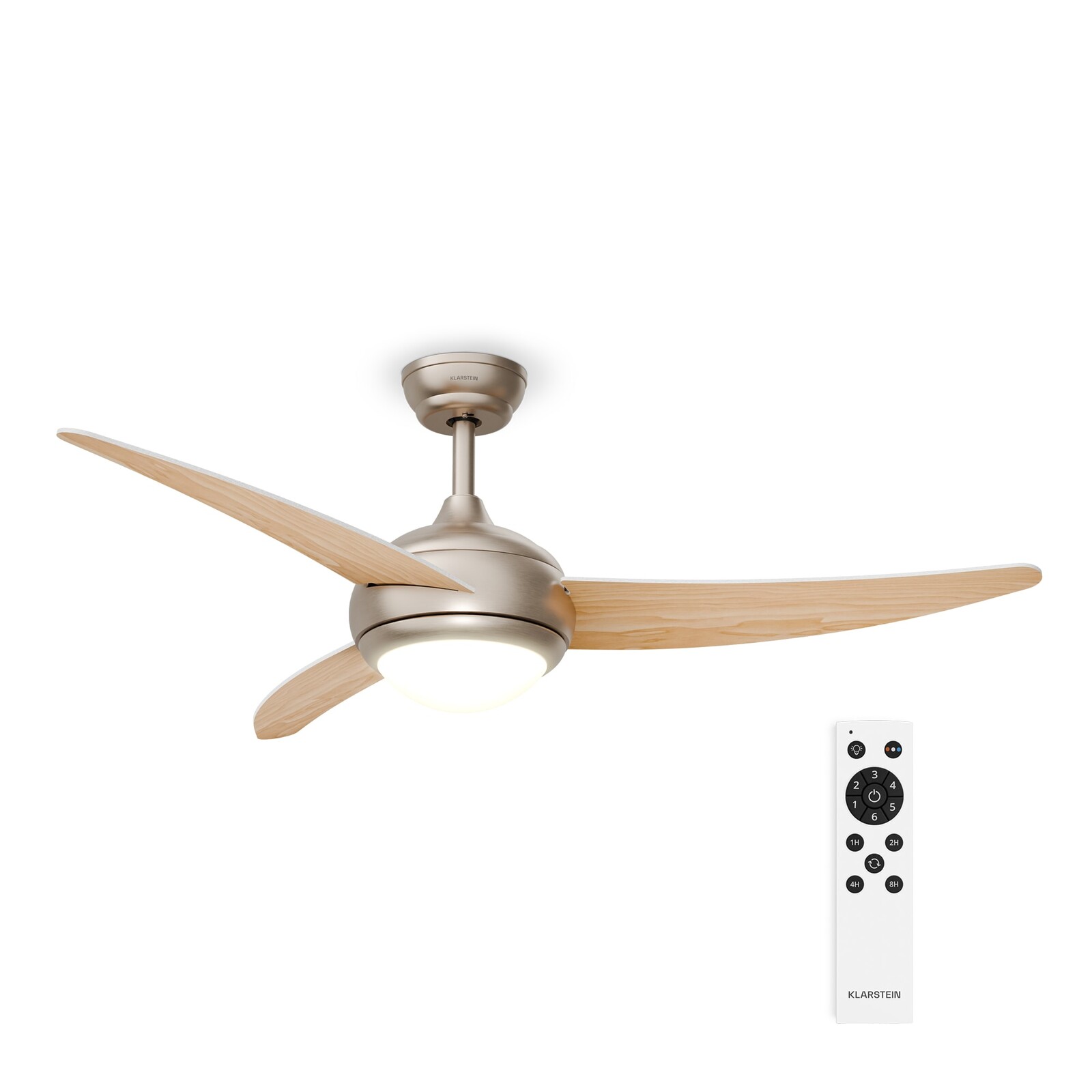 Klarstein El Paso stropný ventilátor so svetlom | 132 cm | 35 W | Tichá prevádzka | Drevo