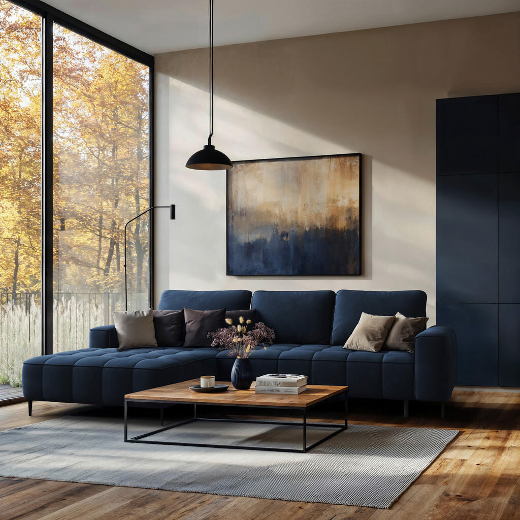 Livetastic ROZKLADACIA ROHOVÁ POHOVKA, textil, tmavomodrá