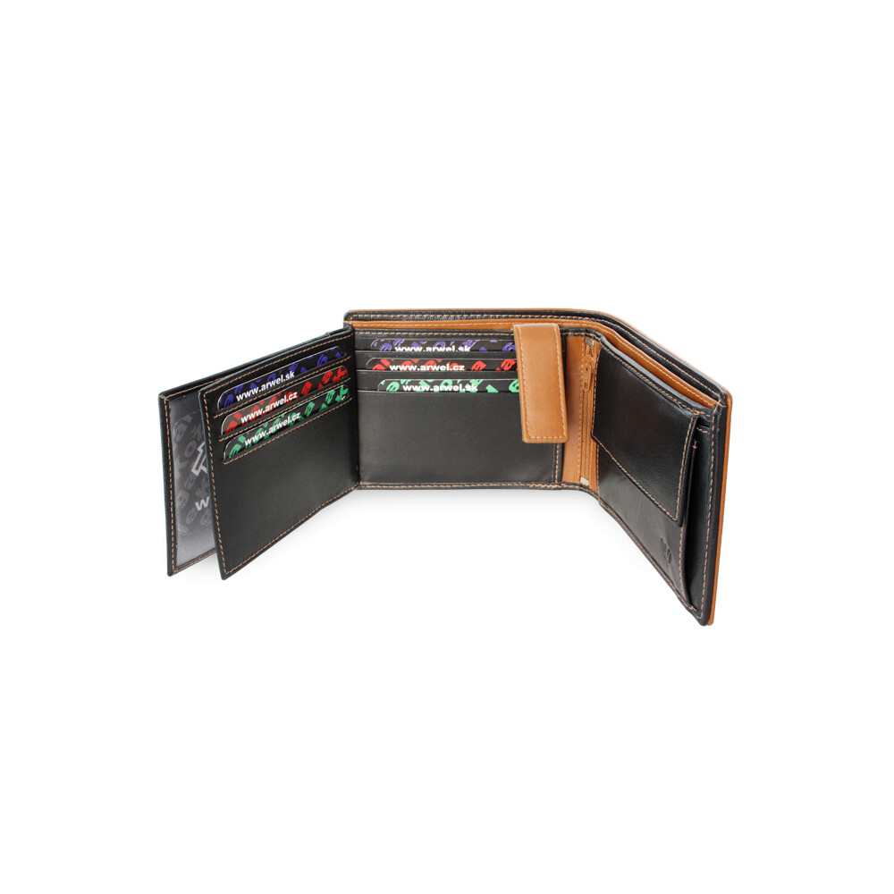Pánska kožená peňaženka Arwel 8142 - čierna-hnedá