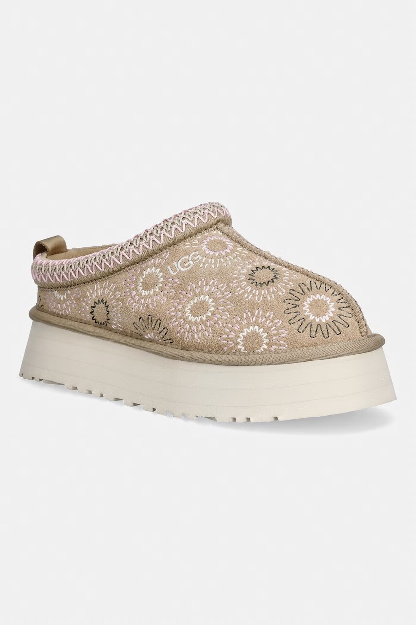 Semišové papuče UGG W Tazz Sun Stitch