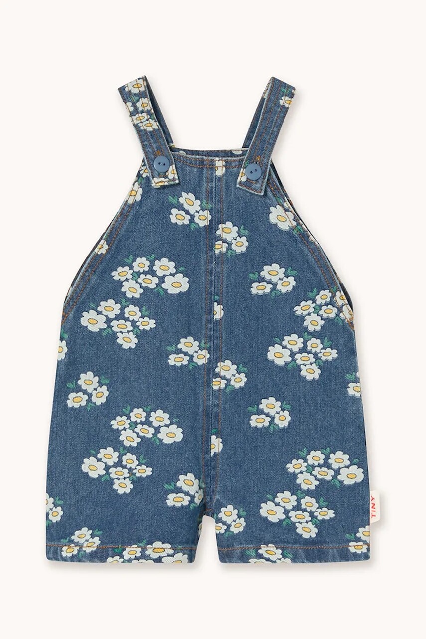 Detské džínsové nohavice Tinycottons BLOSSOMS DENIM SHORT DUNGAREE
