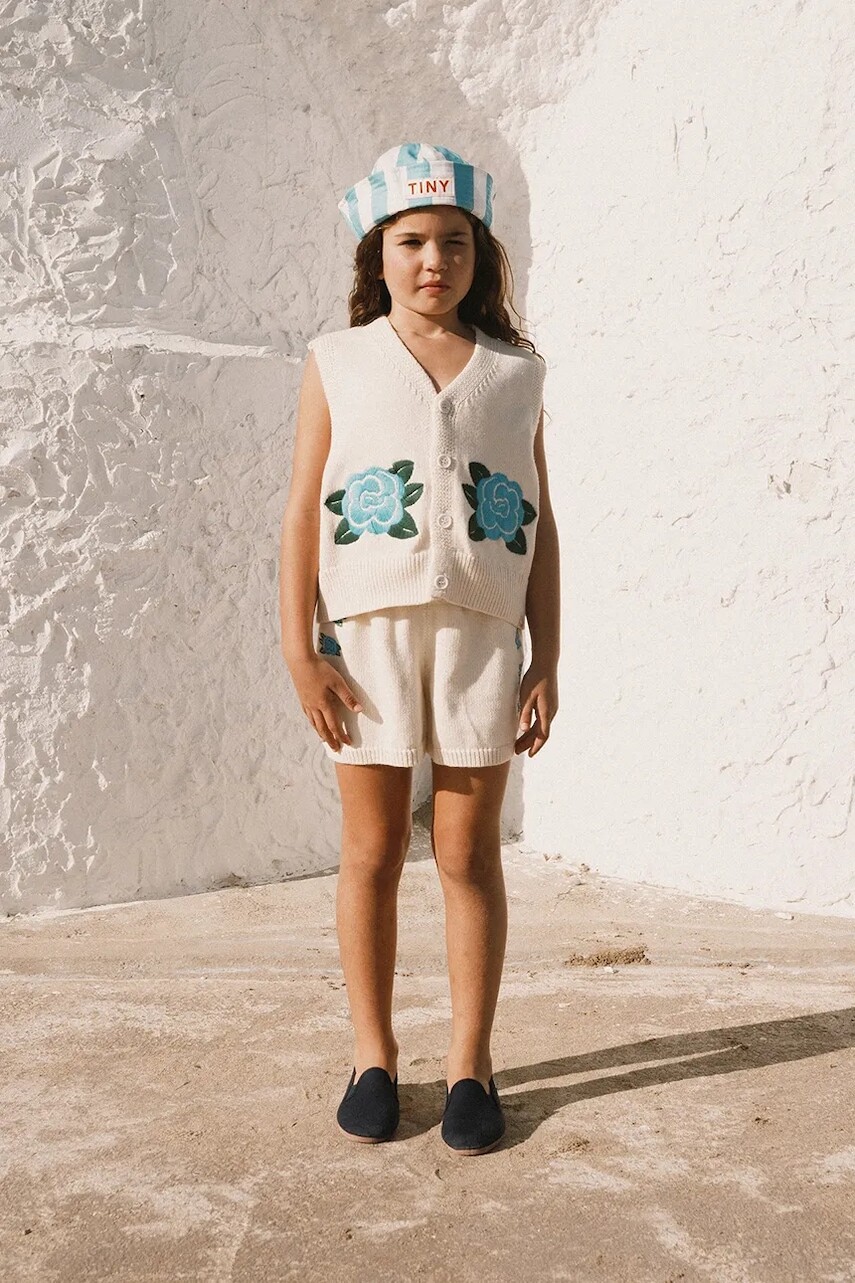 Detská bavlnená vesta Tinycottons FLOWERS KNITTED VEST