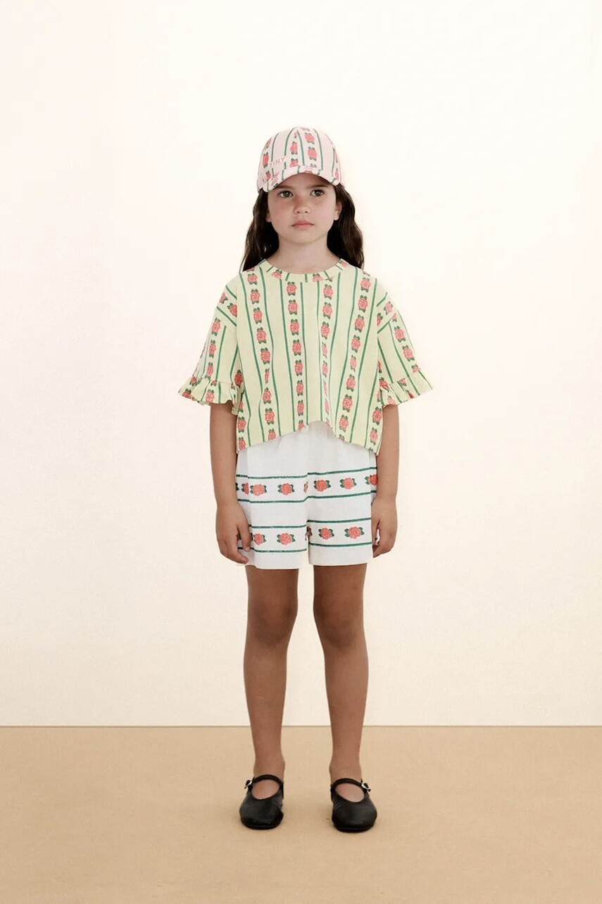 Detské bavlnené tričko Tinycottons ROSE PATTERN CROP TEE