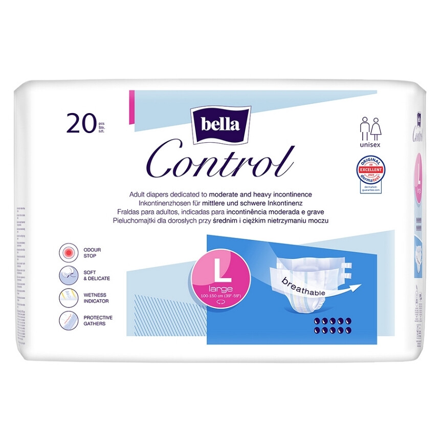 BELLA Control plienkové nohavičky L 20 kusov, poškodený obal