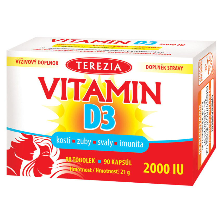 TEREZIA Vitamín D3 2000 IU 90 kapsúl, poškodený obal