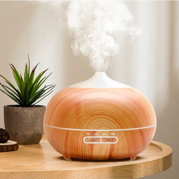 Ultrazvukový aróma difuzér s LED svetlom - svetlé drevo