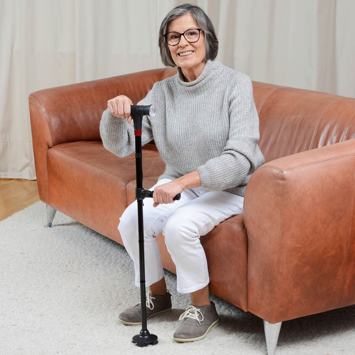 Štvorbodová vychádzková palica so svetlom a budíkom