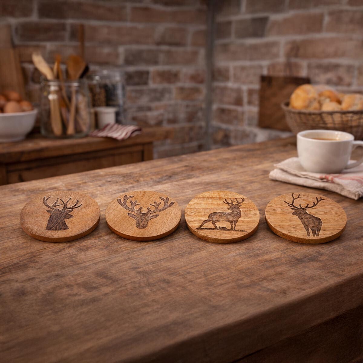Podtácky s jeleňom, sada 4 ks