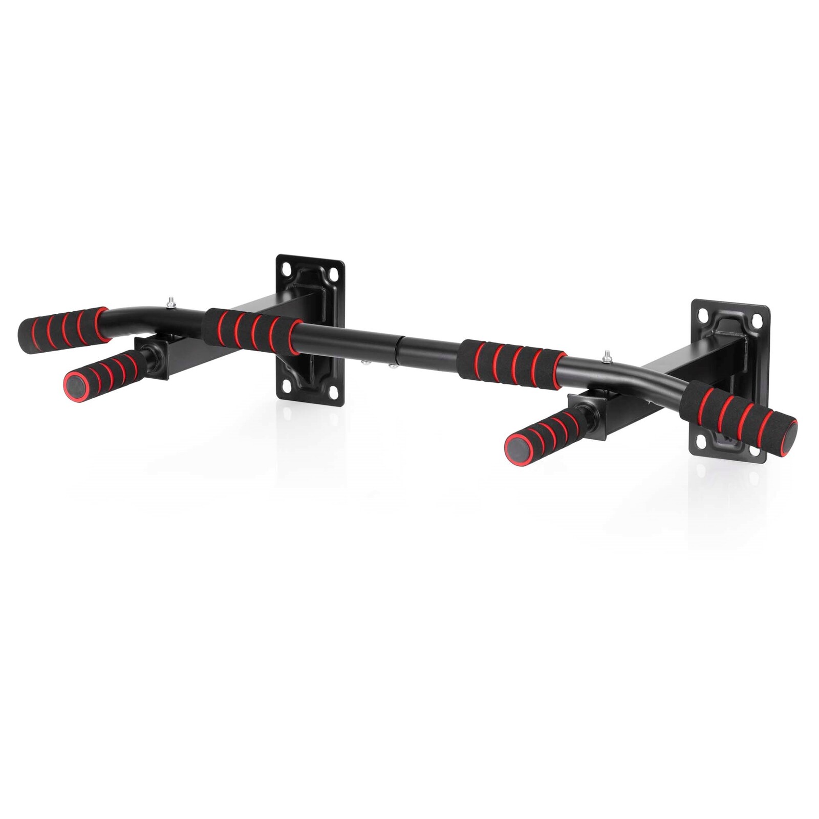 Nástenná hrazda na zhyby - oceľová - nosnosť 250 kg - červeno-čierna