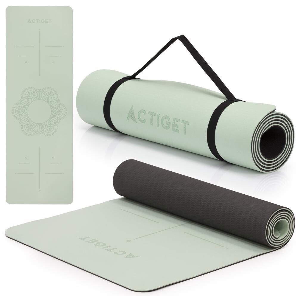 Podložka na cvičenie - 183x61x0,6 cm - protišmyková - mätová/čierna