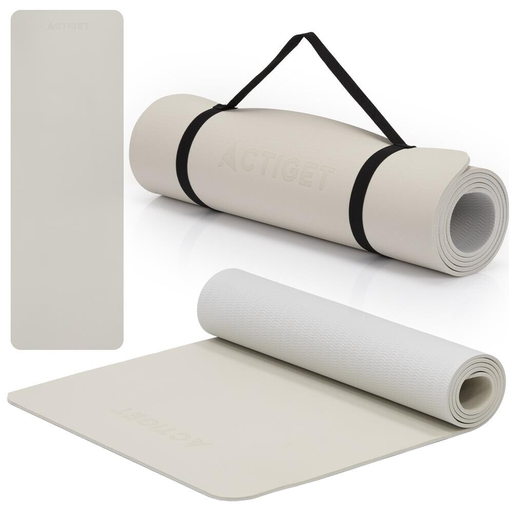 Podložka na cvičenie - 183x61x0,6 cm - protišmyková - béžová/svetlosivá