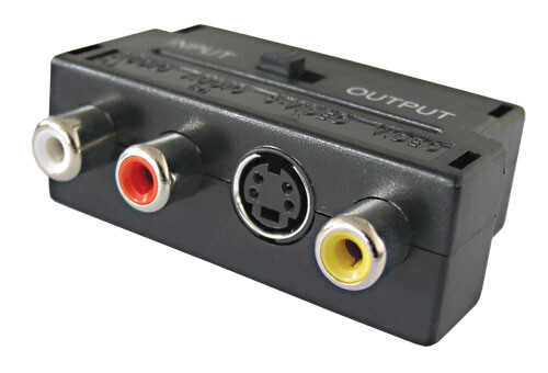 Redukcia Scart konektor/ 3 x CINCH zdierka + SVHS + prepínač IN/OUT TIPA  D922