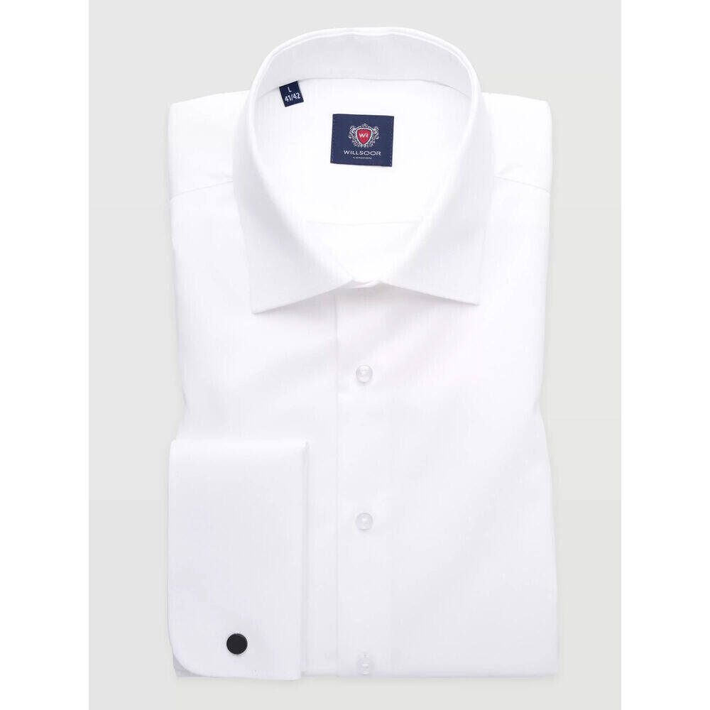 Pánska biela košeľa slim fit na manžetové gombíky 19627