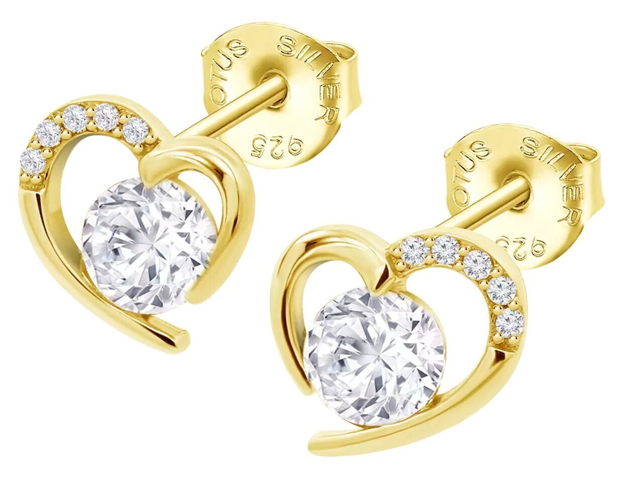 Lotus Silver Trblietavé pozlátené náušnice Srdce Moments LP3106-4/4