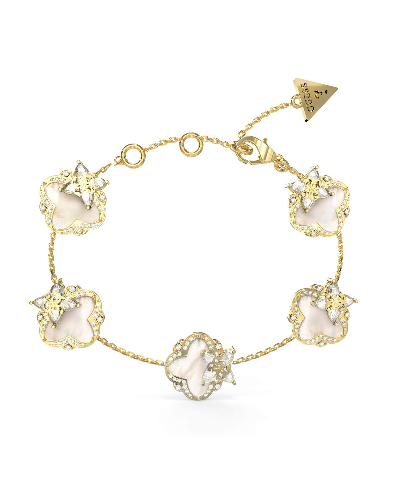 Guess Krásny pozlátený náramok so štvorlístkami Wild Flower JUBB05582JWYGS
