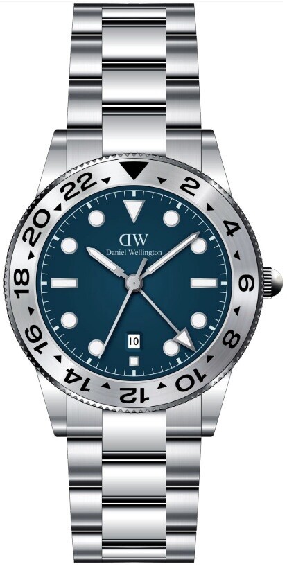 Daniel Wellington Iconic GMT 40 Link Brushed Bezel Silver DW00100922