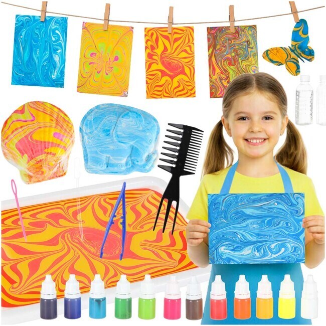 Sada na maľovanie vodou Ebru - kreatívne umelecké doplnky, 12 farieb