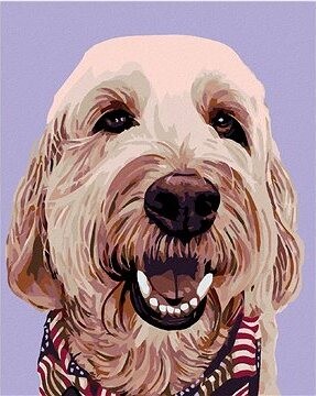 Diamondi – PES SO ŠATKOU, 40 × 50 cm, bez rámu a bez napnutia plátna