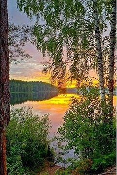 Norimpex Západ slnka nad jazerom 30 × 40 cm