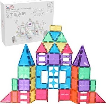 MNTL Magnetická stavebnice hrad, 108 ks, duhové barvy