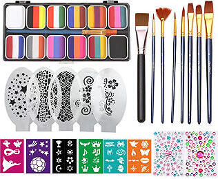 FunCo Veľká sada trojitých farieb na tvár s nálepkami a doplnkami 35 ks