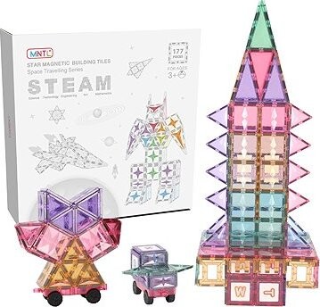 MNTL Magnetická stavebnice Space Travelling, 177 ks, pastel