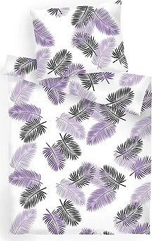 Dadka Povlečení bavlna Peříčka fialová 140 × 200, 70 × 90 cm