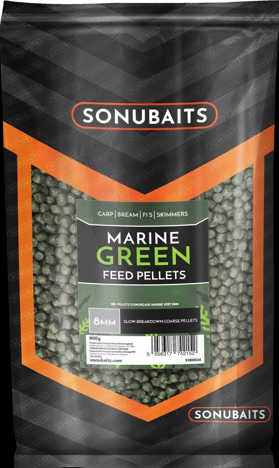 Sonubaits Feed Pellets Marine Green 900 g 8 mm