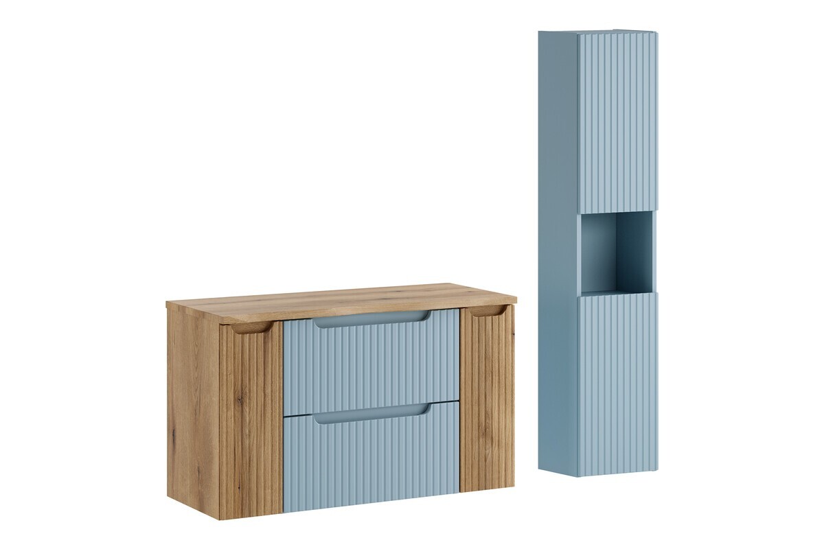 Koupelnová sestava Nova Denim s deskou a skříňkami 100 cm modrá/dub coast evoke