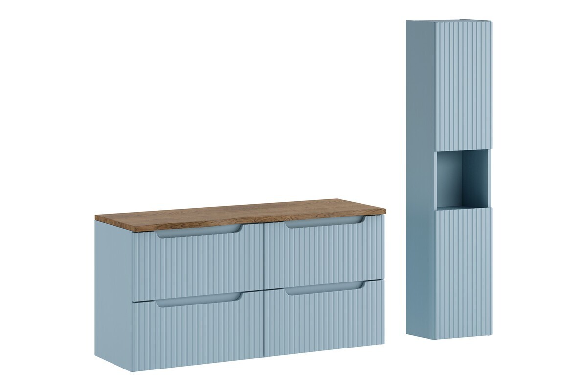 Koupelnová sestava Nova Denim s deskou a skříňkami 120 cm modrá/dub casella