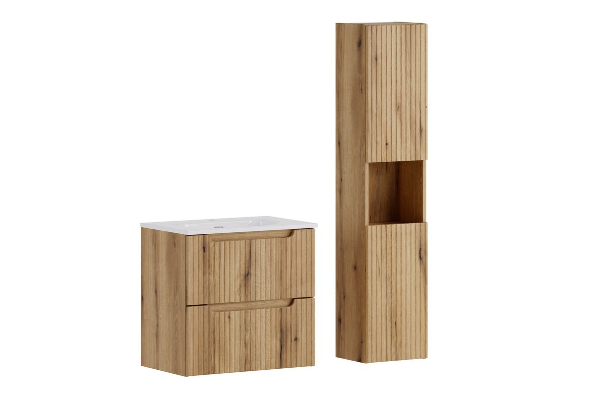 Koupelnová sestava Nova se zápustným umyvadlem a skříňkami 60 cm dub coast evoke