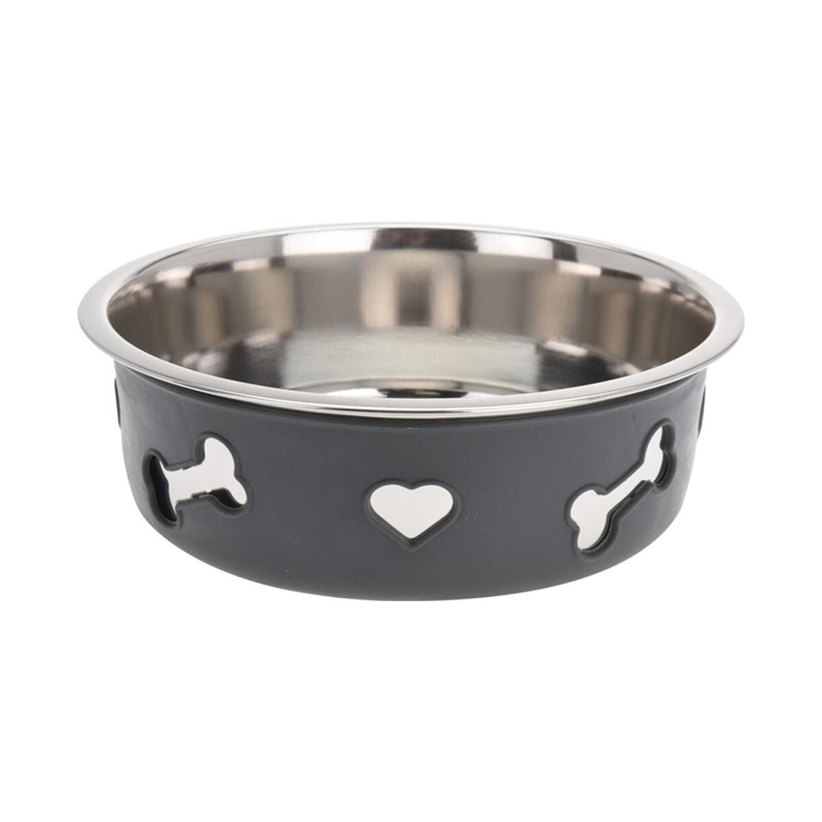 Kovová miska pro psa BONES 2 l šedá