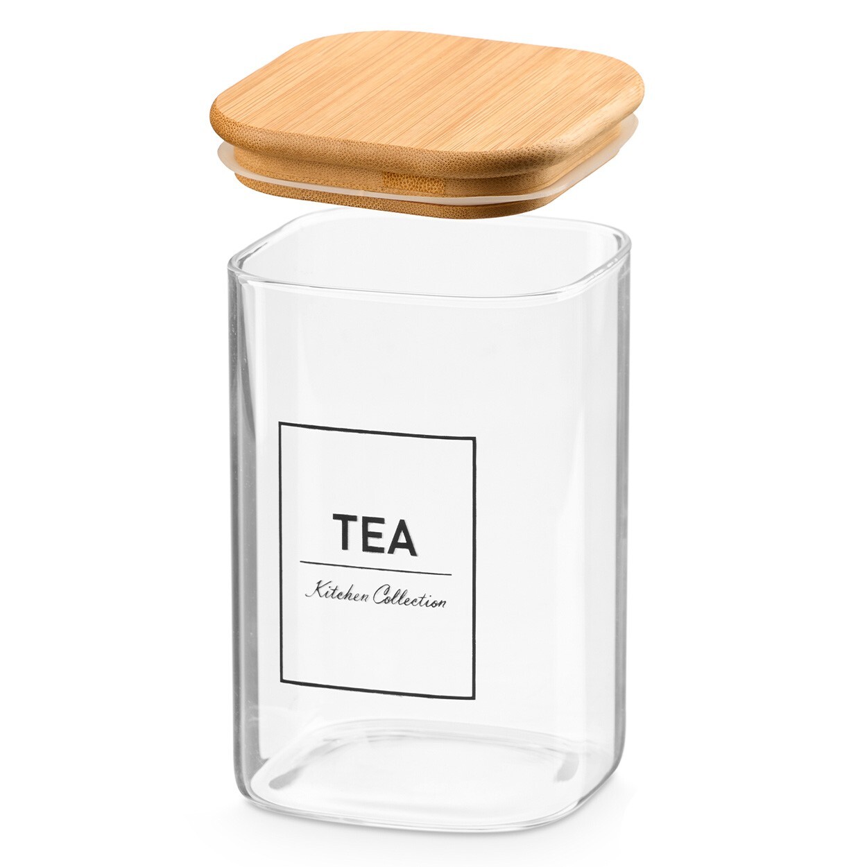 Skleněná kuchyňská dóza na čaj HERBALOS 1,2 l bambus/čírá