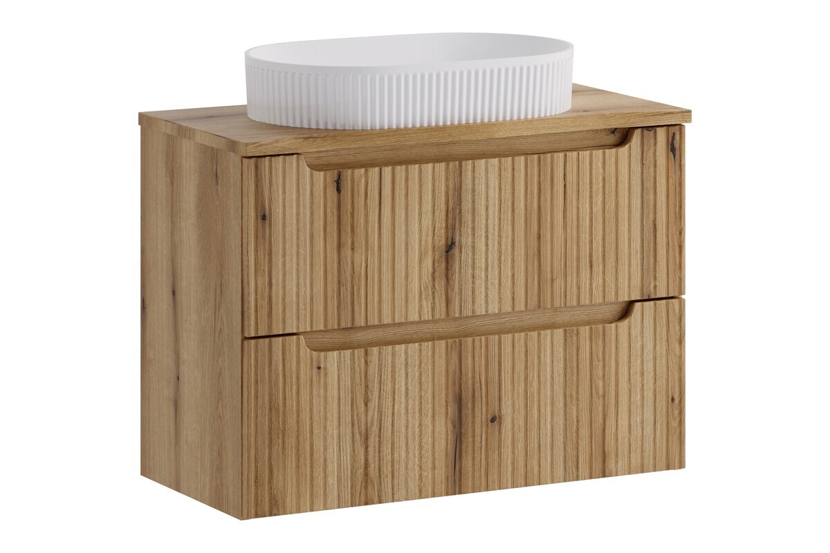 Závěsná skříňka Nova Beyond s deskou a umyvadlem 80 cm dub coast evoke