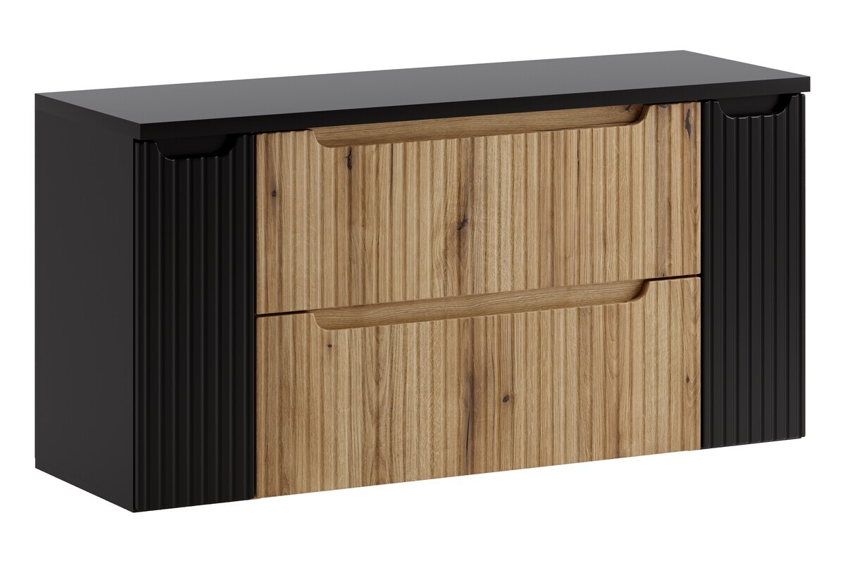 Závěsná skříňka pod umyvadlo Nova s deskou 120 cm dub coast evoke/černá