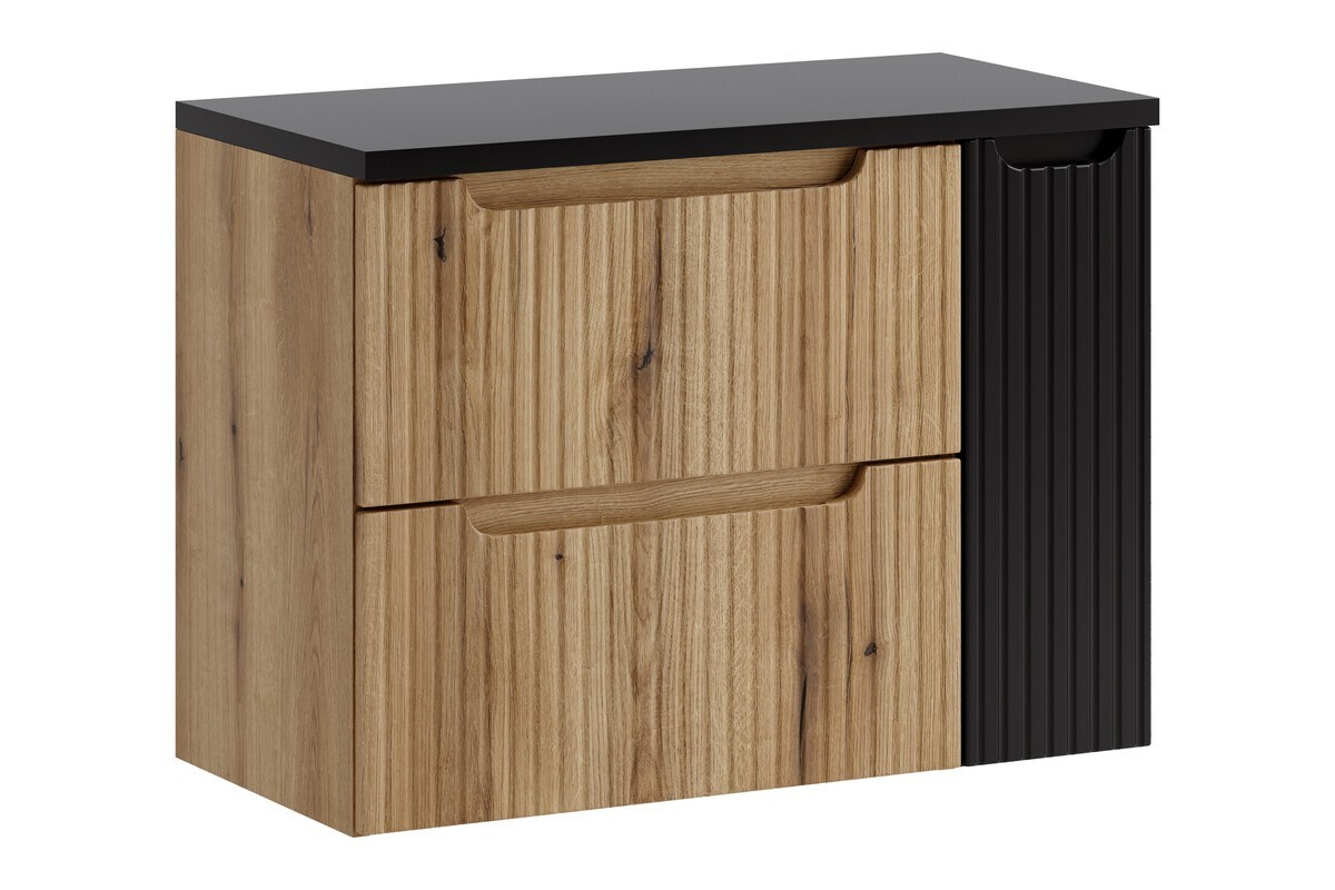 Závěsná skříňka pod umyvadlo Nova s deskou 80 cm dub coast evoke/černá