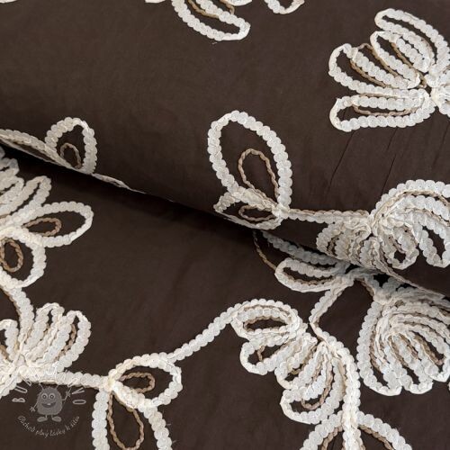 Bavlnená látka EMBROIDERY Loom En Light brown