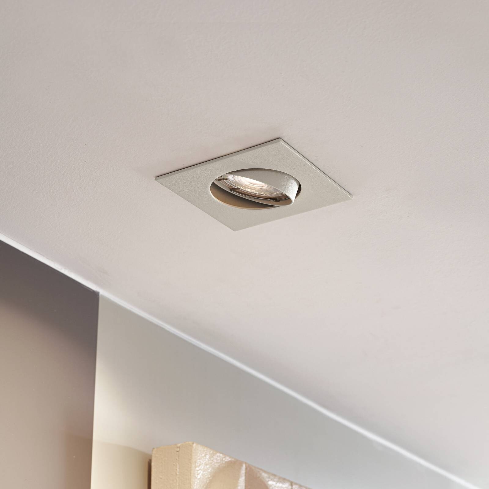 PRIOS Zapustené svietidlo Fibur, béžové, 9 cm, GU10, 10 ks