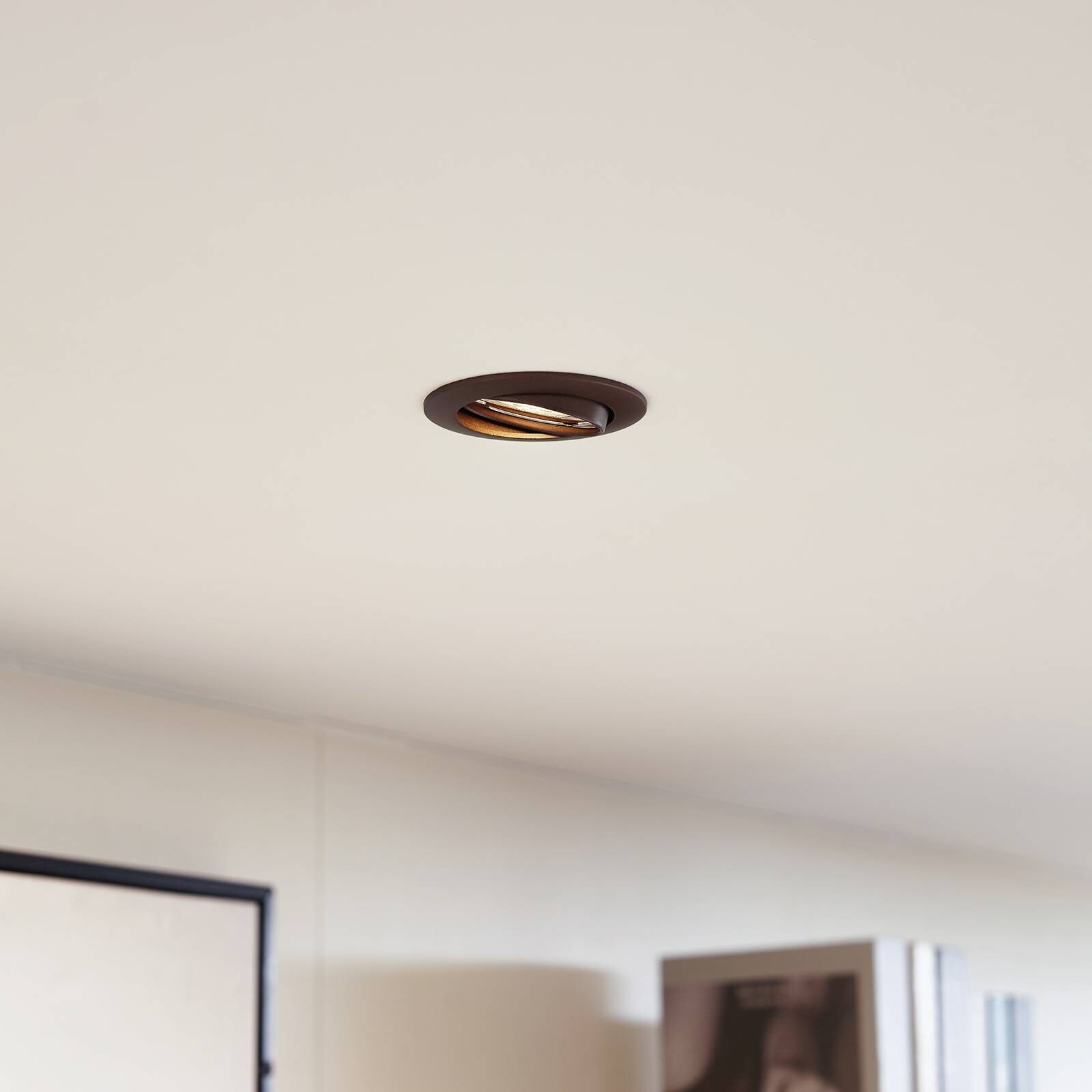 PRIOS Stropné svietidlo Fibur, bronz, zinok, Ø 8,2 cm, 3 ks